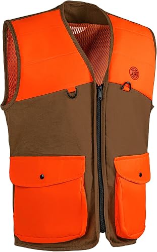 Upland Hunting Vest with Multi Pockets Brown/Orange Upland Game Field Bird Hunting Vest